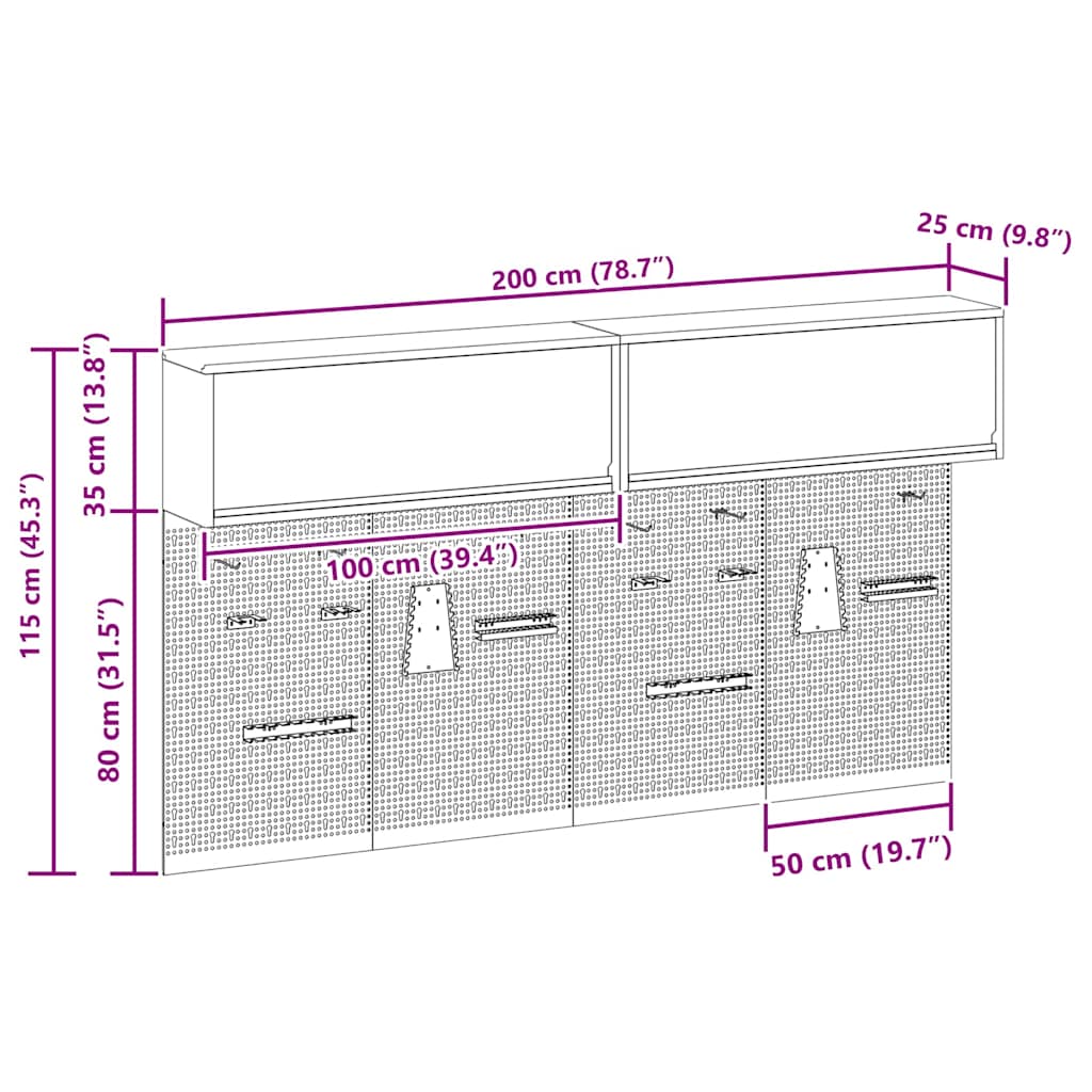 Gereedschapskast set met plank 6 pcs Zwart Gepoedercoat staal is nu te koop bij PeponiXL, paradijselijk wonen!