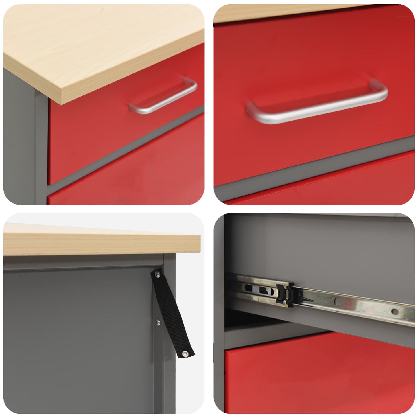 Werkkast set met lade met plank met slot 12 pcs Zwart en Grijs