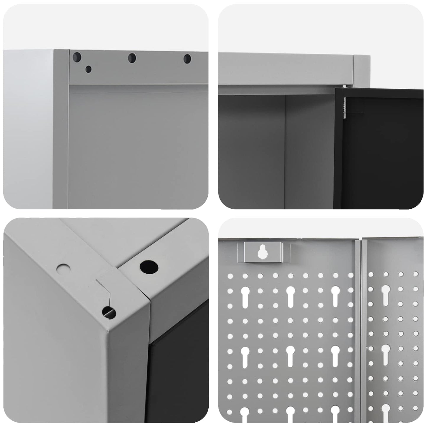 Werkkast set met lade met plank met slot 12 pcs Zwart en Grijs
