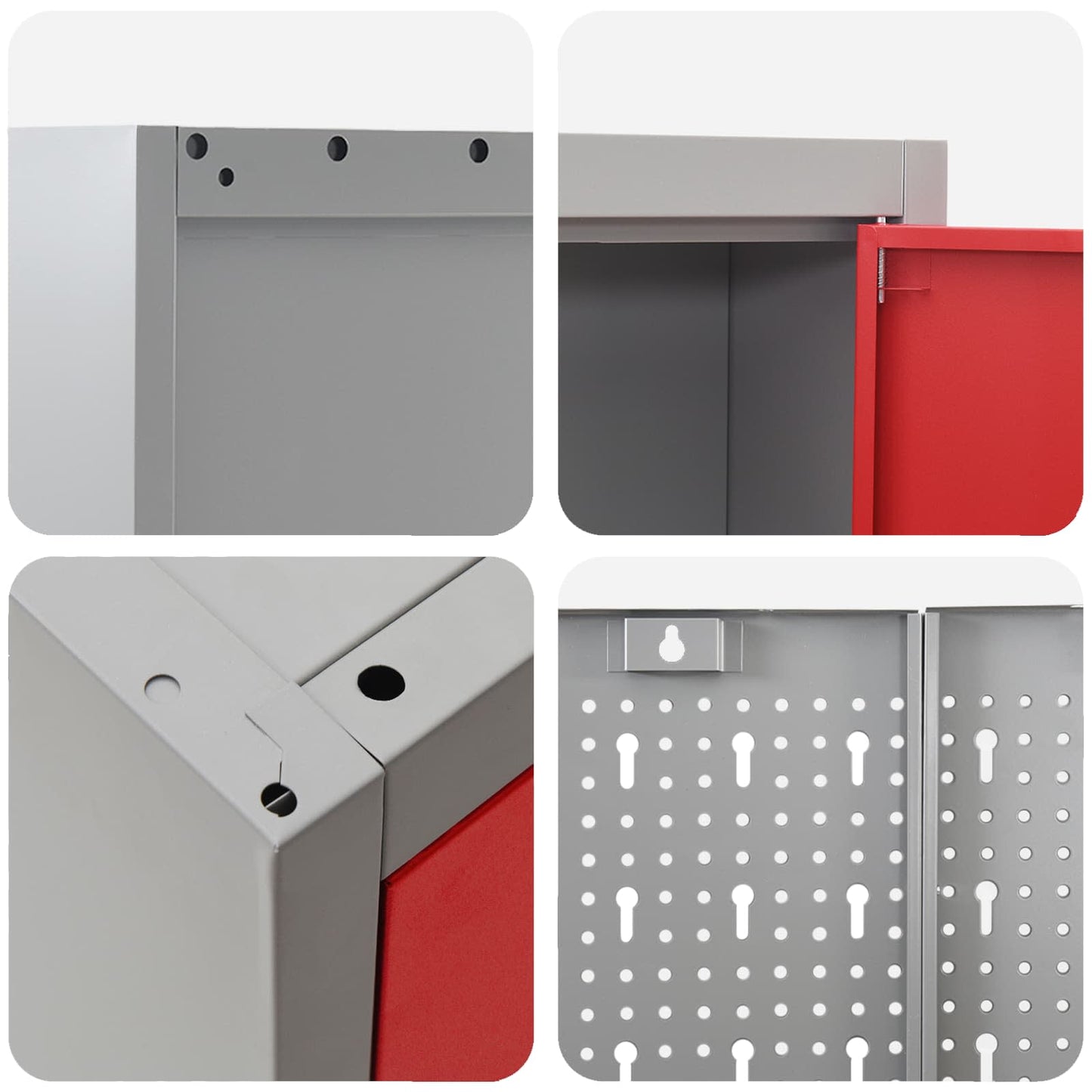 Werkkast set met lade met plank met opslag 12 pcs Rood en Grijs