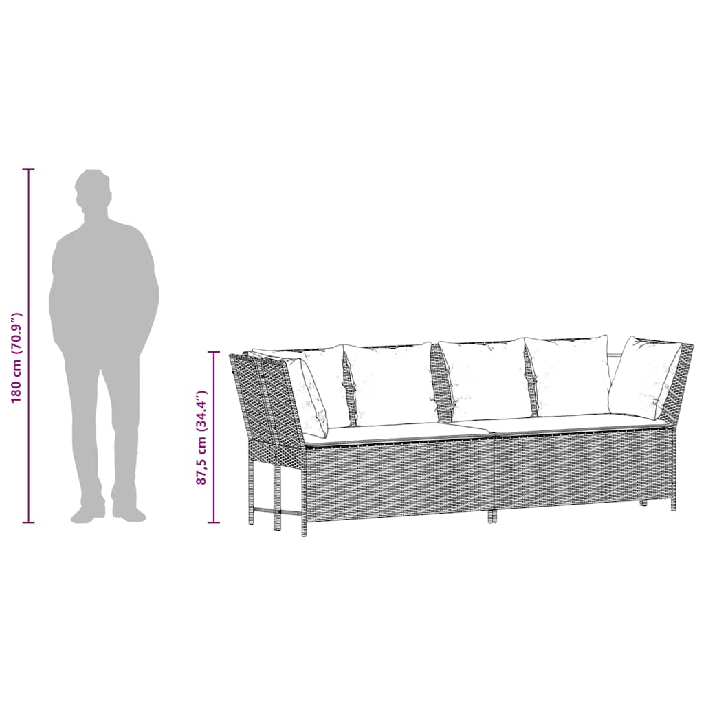 Tuinbank met kussens poly rattan beige is nu te koop bij PeponiXL, paradijselijk wonen!