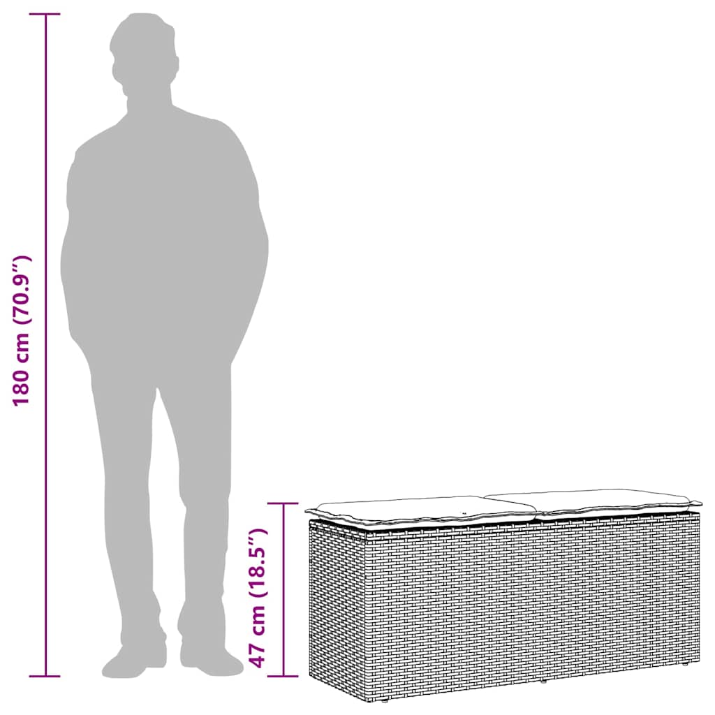 Tuinbank met kussen 110x40x44 cm poly rattan zwart is nu te koop bij PeponiXL, paradijselijk wonen!