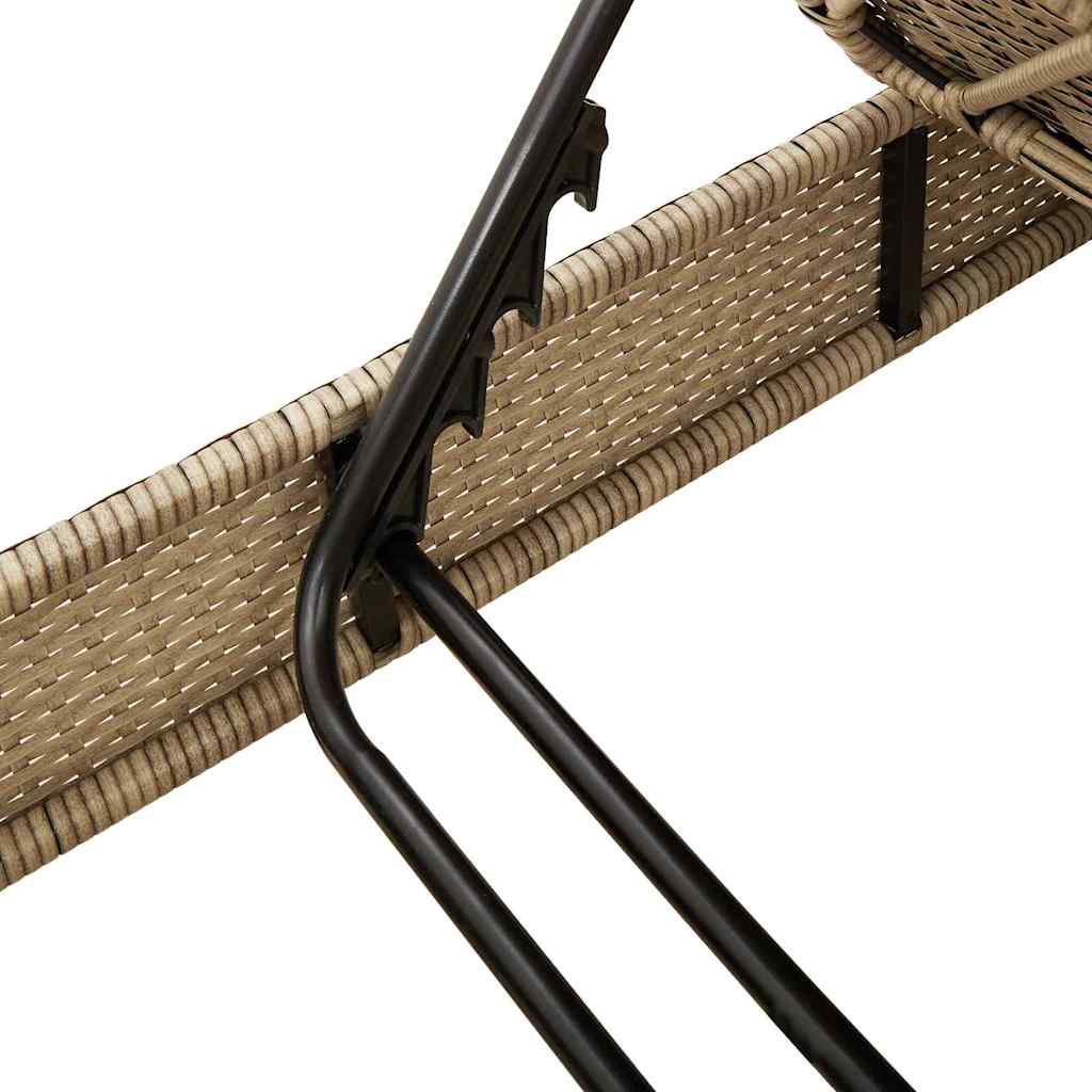 Ligstoel met kussens beige 55x200x25,5cm polyrotan is nu te koop bij PeponiXL, paradijselijk wonen!