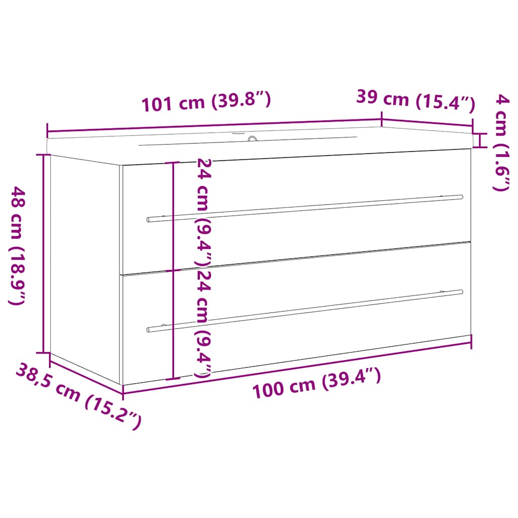 2-delige Badkamermeubelset bewerkt hout sonoma eikenkleurig is nu te koop bij PeponiXL, paradijselijk wonen!