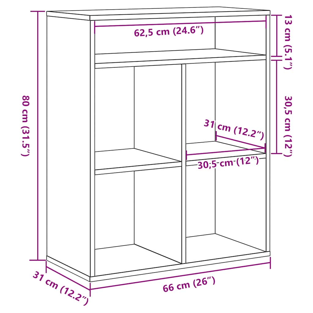 Boekenkast 66x31x80 cm bewerkt hout sonoma eikenkleurig is nu te koop bij PeponiXL, paradijselijk wonen!