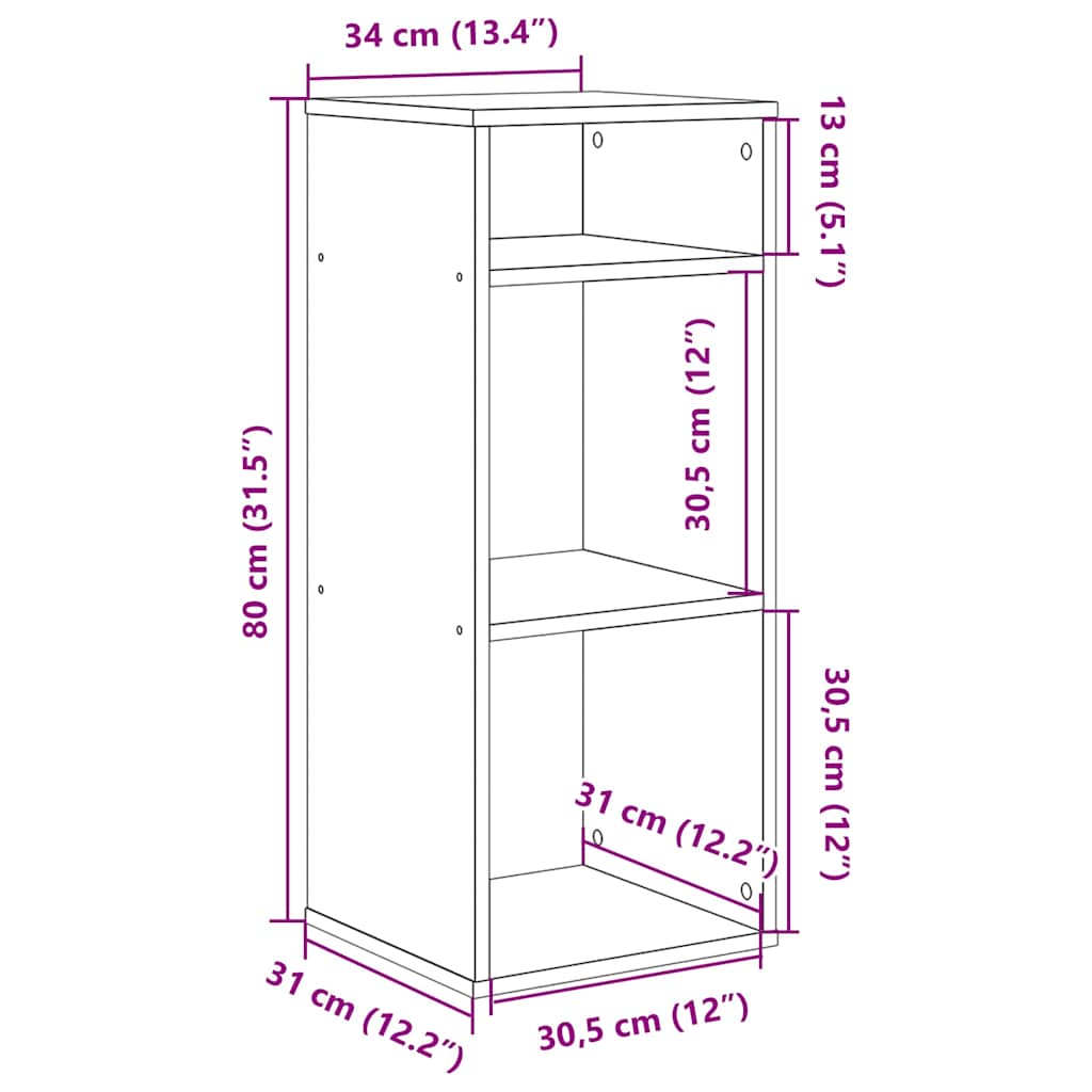 Boekenkast 34x31x80 cm bewerkt hout betongrijs is nu te koop bij PeponiXL, paradijselijk wonen!