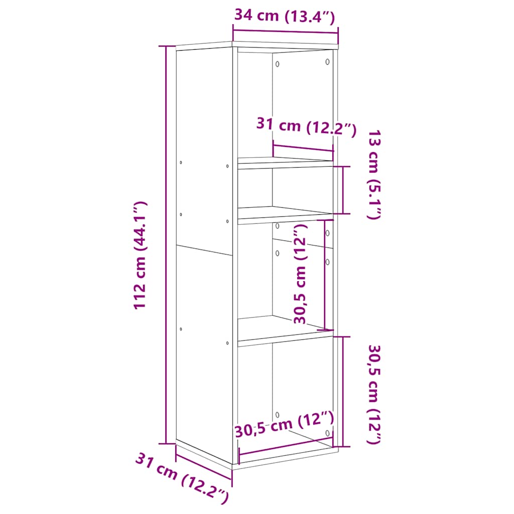 Boekenkast 34x31x112 cm bewerkt hout betongrijs is nu te koop bij PeponiXL, paradijselijk wonen!