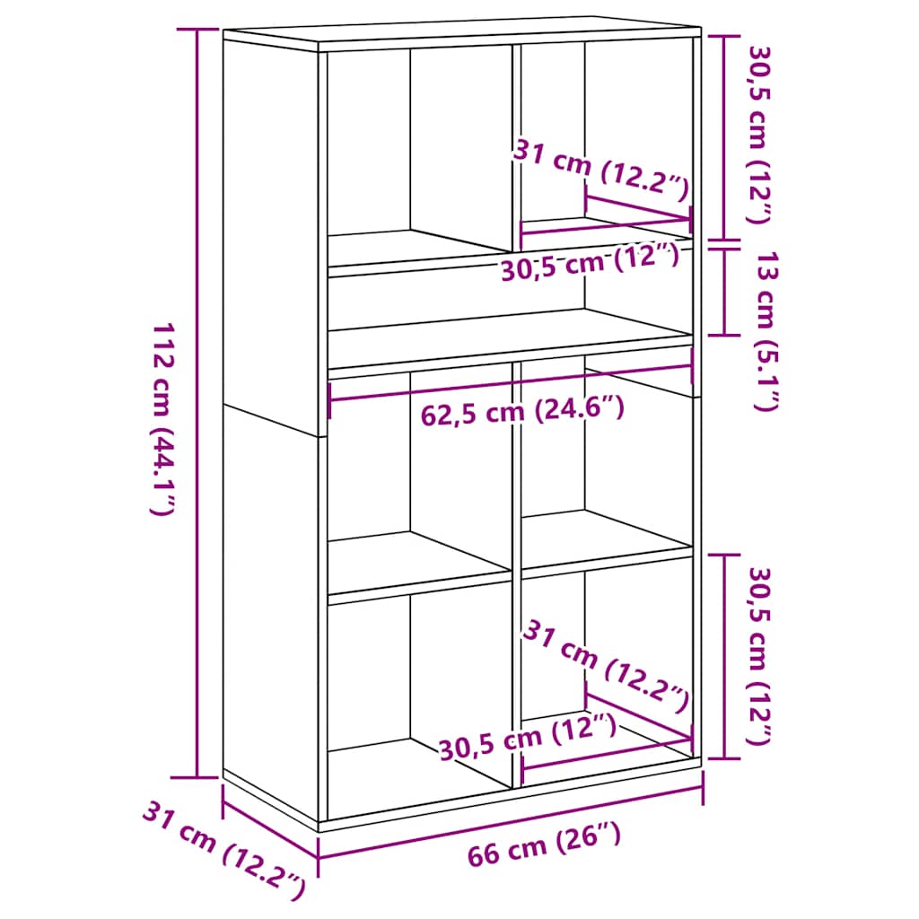 Boekenkast 66x31x112 cm bewerkt hout artisanaal eikenkleur is nu te koop bij PeponiXL, paradijselijk wonen!