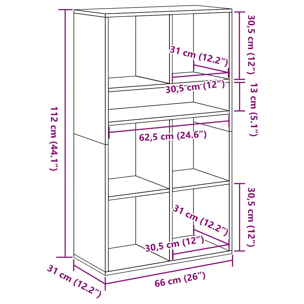 Boekenkast 66x31x112 cm bewerkt hout betongrijs is nu te koop bij PeponiXL, paradijselijk wonen!