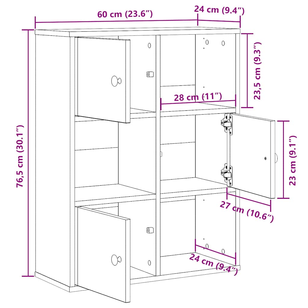 Boekenkast 60x24x76,5 cm bewerkt hout sonoma eikenkleurig is nu te koop bij PeponiXL, paradijselijk wonen!