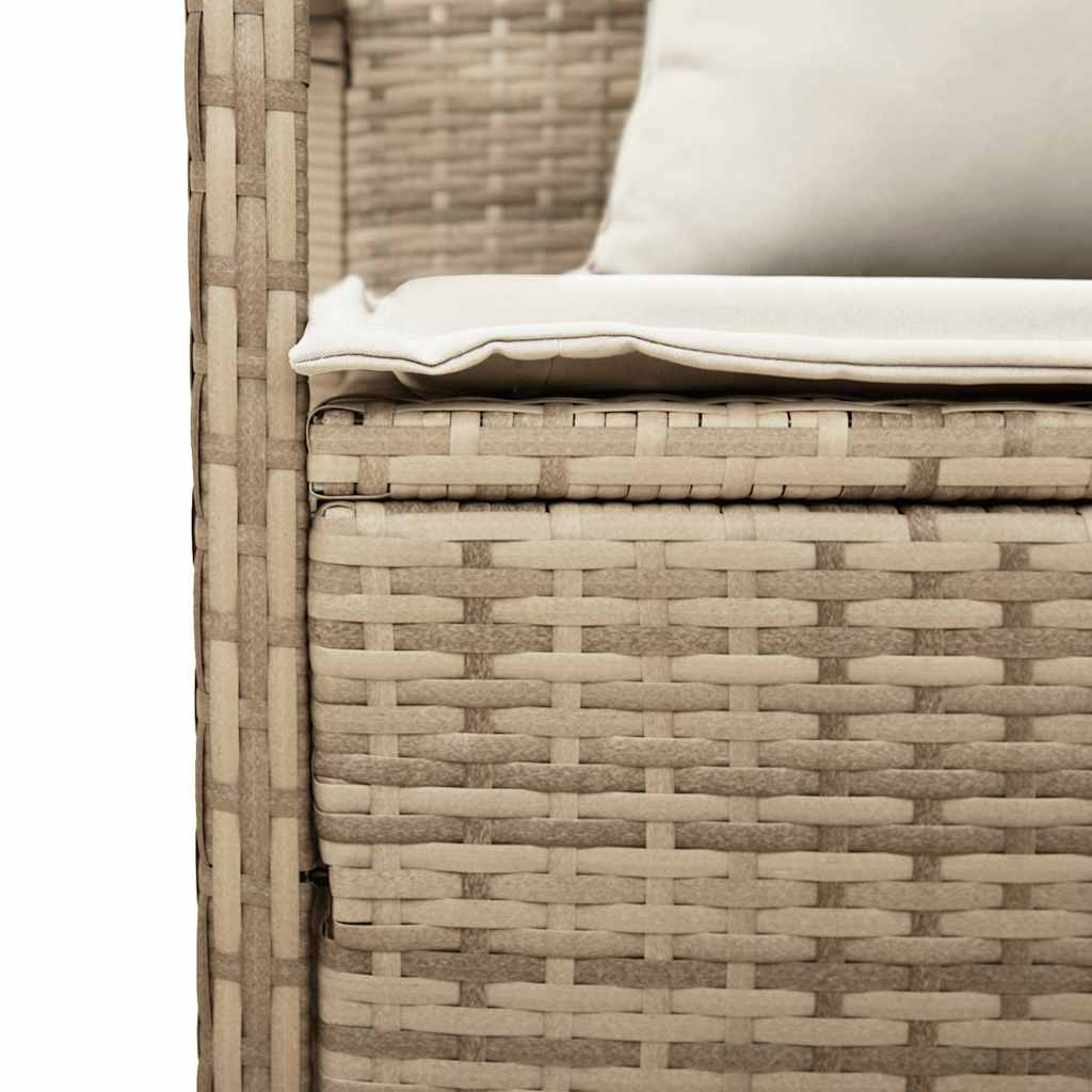 Tuinbank met kussen poly rattan beige