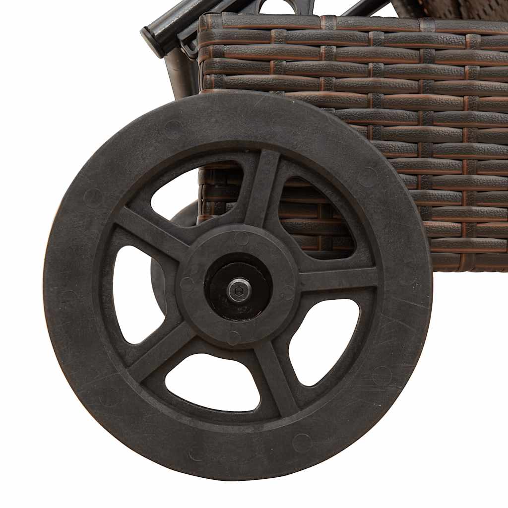 Ligbed met wielen en kussen poly rattan bruin is nu te koop bij PeponiXL, paradijselijk wonen!
