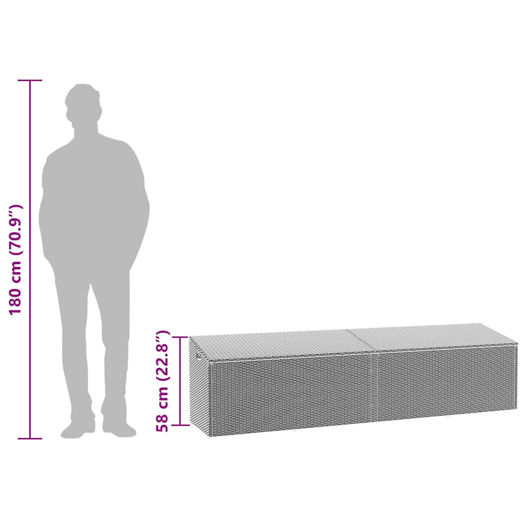 Tuinbox 220x50x58 cm poly rattan grijs is nu te koop bij PeponiXL, paradijselijk wonen!