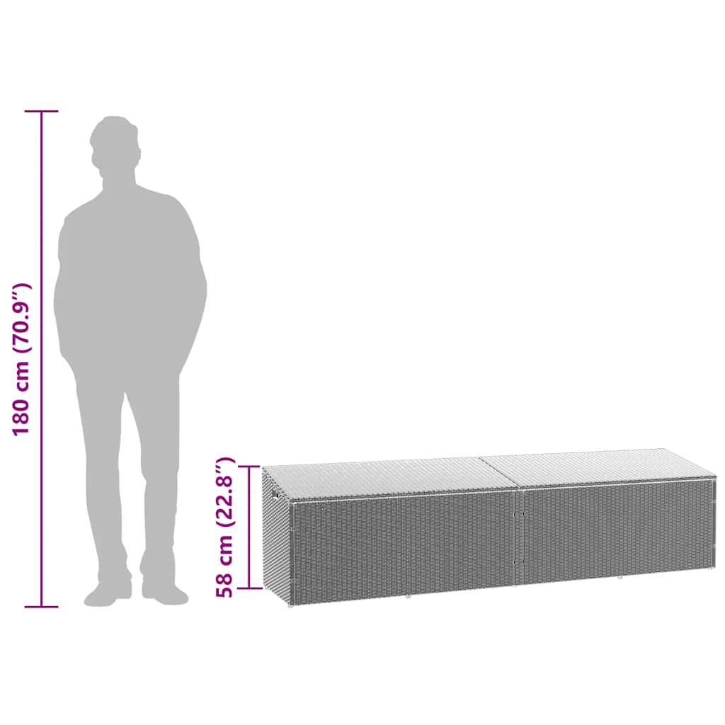 Tuinbox 220x50x58 cm poly rattan lichtgrijs is nu te koop bij PeponiXL, paradijselijk wonen!