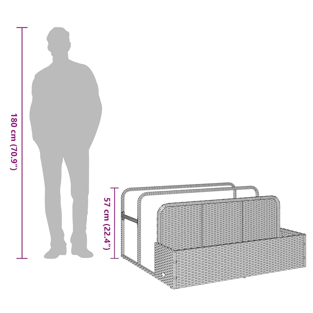 Opbergzak voor aan het zwembad, zwart, 110x100x57 cm, polyrotan is nu te koop bij PeponiXL, paradijselijk wonen!