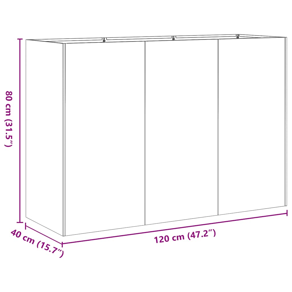 Plantenbak 120x40x80 cm koudgewalst staal zwart is nu te koop bij PeponiXL, paradijselijk wonen!