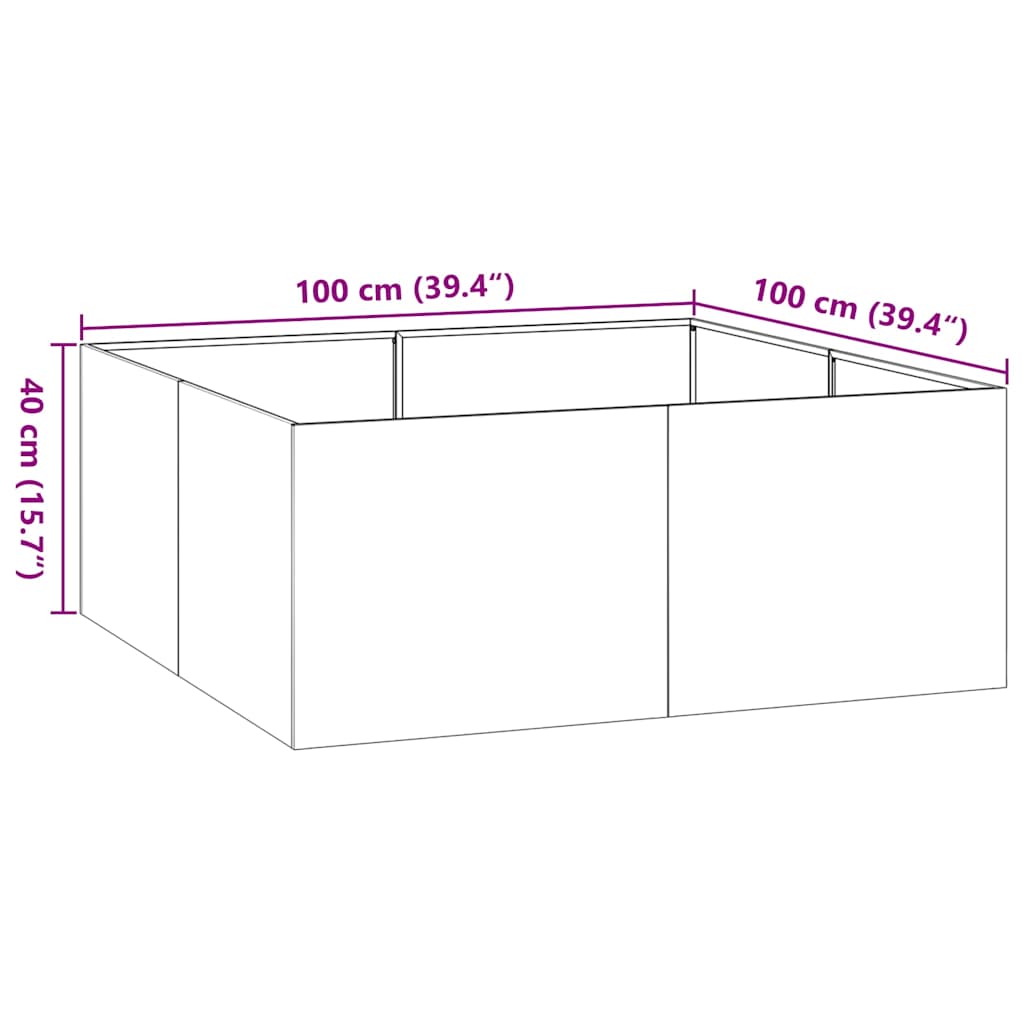 Plantenbak roestig 100x100x40 cm weervast staal is nu te koop bij PeponiXL, paradijselijk wonen!