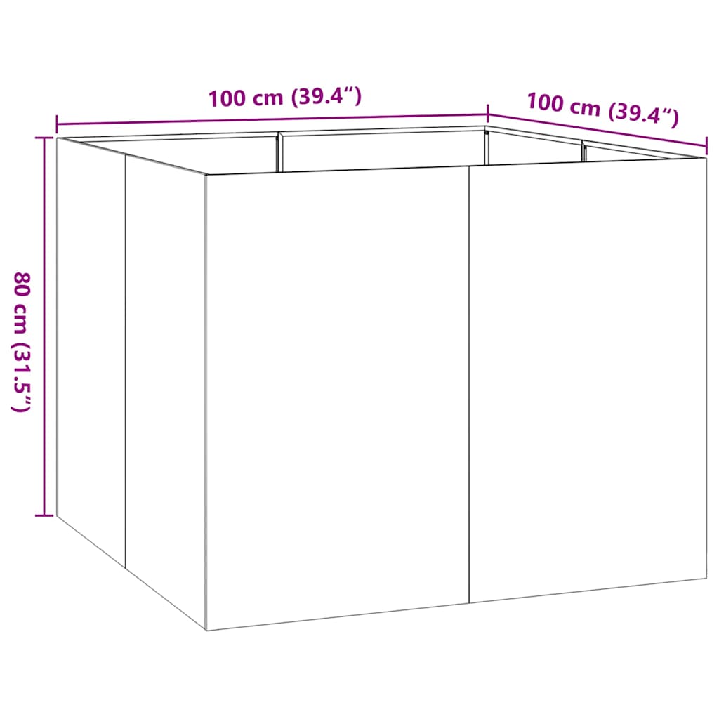 Plantenbak 100x100x80 cm staal wit is nu te koop bij PeponiXL, paradijselijk wonen!