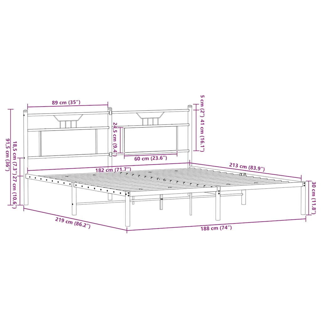 Bedframe zonder matras 183x213 cm spaanplaat gerookt eiken is nu te koop bij PeponiXL, paradijselijk wonen!