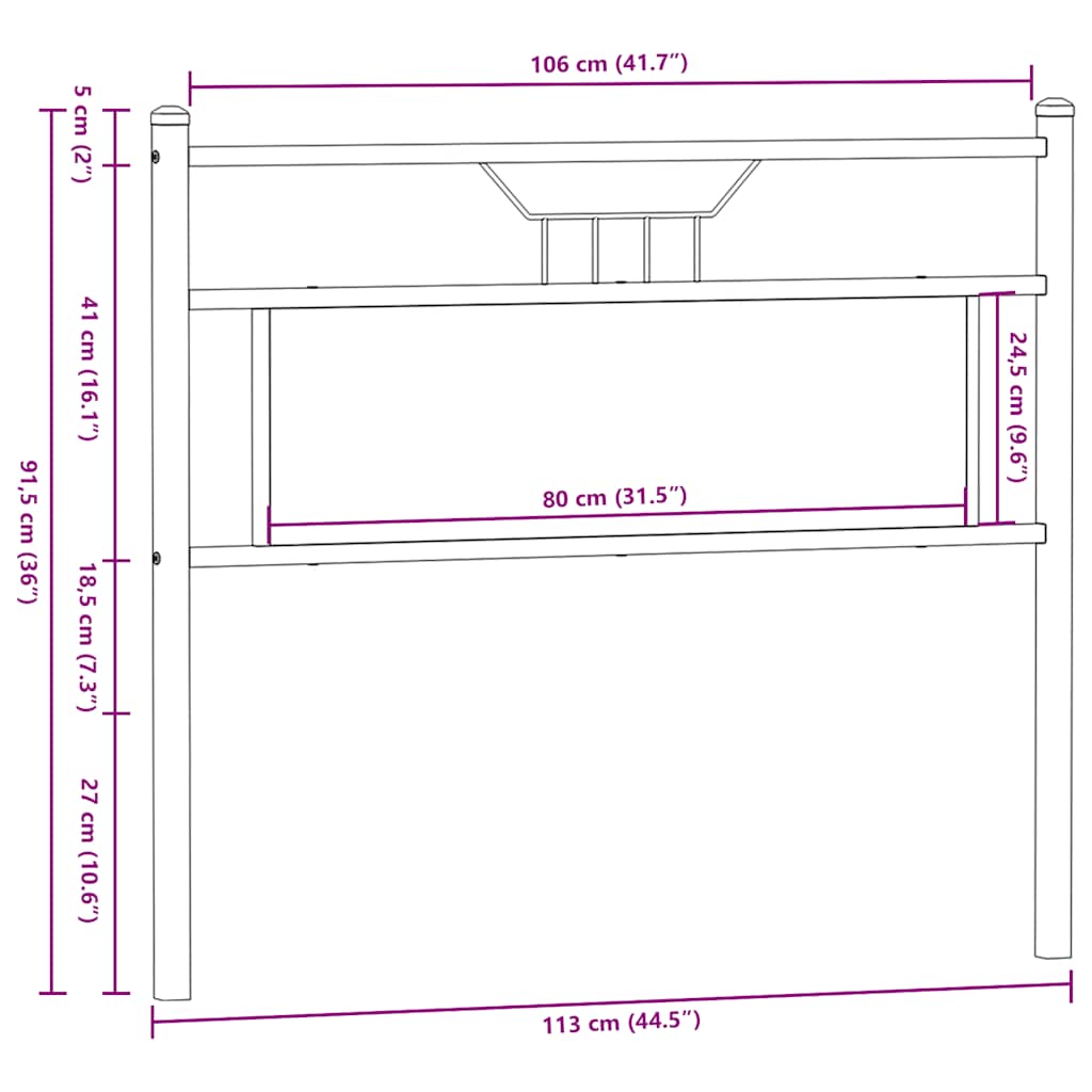 Vervangend hoofdbord 107 cm bewerkt hout en staal gerookt eikenkleurig is nu te koop bij PeponiXL, paradijselijk wonen!