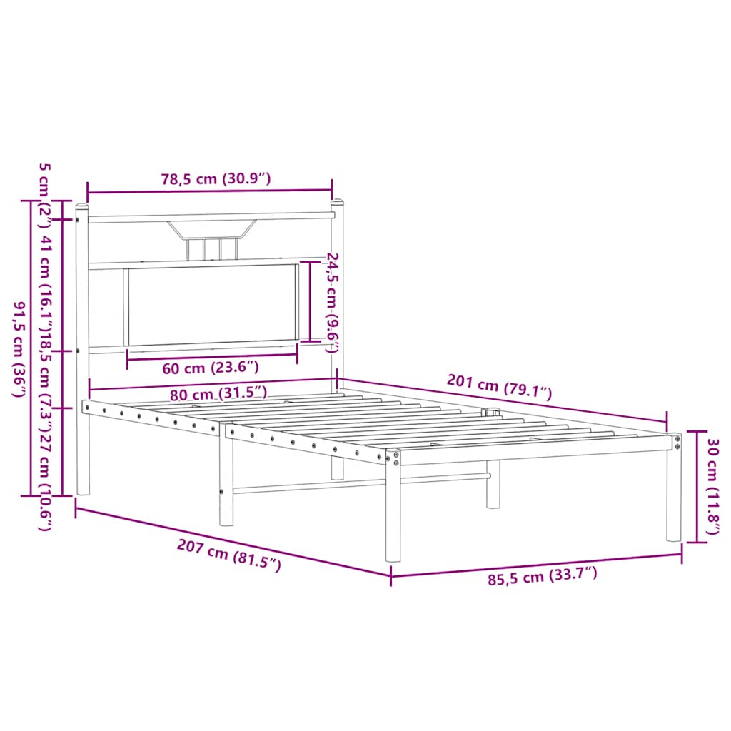 Bedframe zonder matras bewerkt hout bruin eikenkleur 80x200 cm is nu te koop bij PeponiXL, paradijselijk wonen!