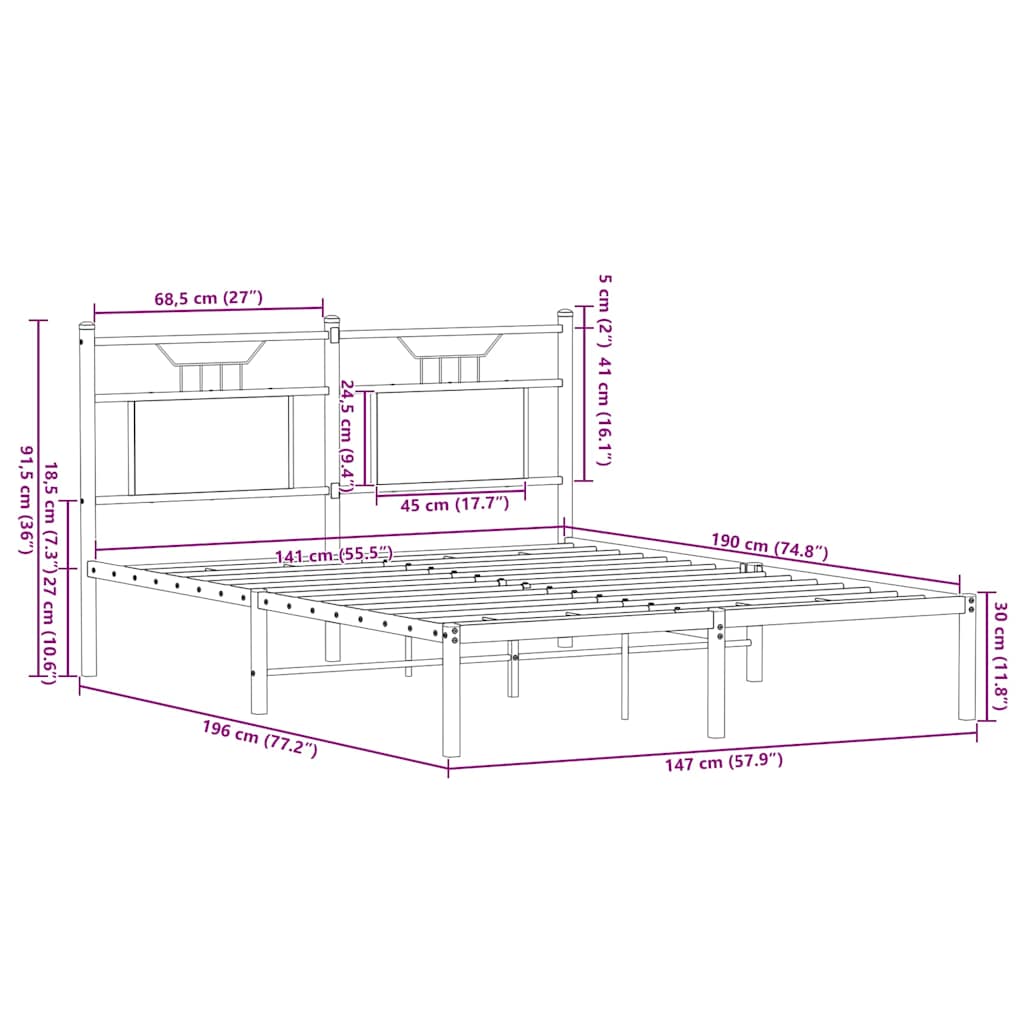 Bedframe zonder matras bewerkt hout bruin eikenkleur 140x190 cm is nu te koop bij PeponiXL, paradijselijk wonen!