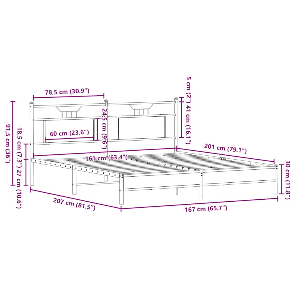 Bedframe zonder matras hout sonoma eikenkleurig 160x200 cm is nu te koop bij PeponiXL, paradijselijk wonen!