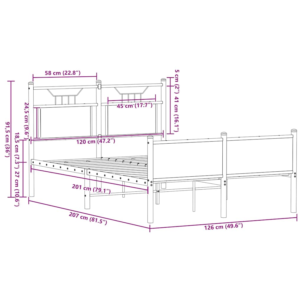 Bedframe zonder matras hout sonoma eikenkleurig 120x200 cm is nu te koop bij PeponiXL, paradijselijk wonen!