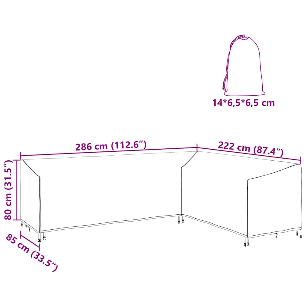 Meubelhoes Zwart 286 x 222 x 80 cm 210D Stof is nu te koop bij PeponiXL, paradijselijk wonen!