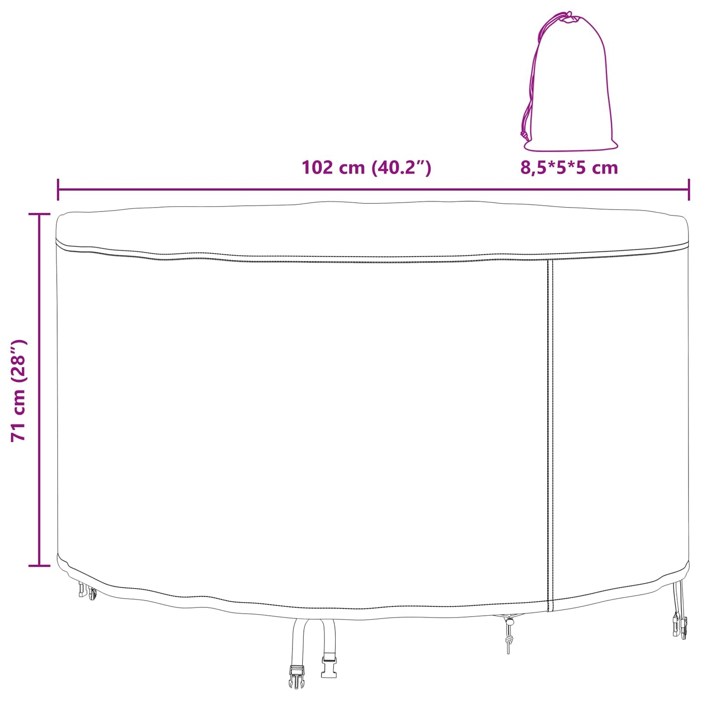 Hoes voor tuinmeubelen Zwart 102 x 102 x 71 cm 420D stof is nu te koop bij PeponiXL, paradijselijk wonen!