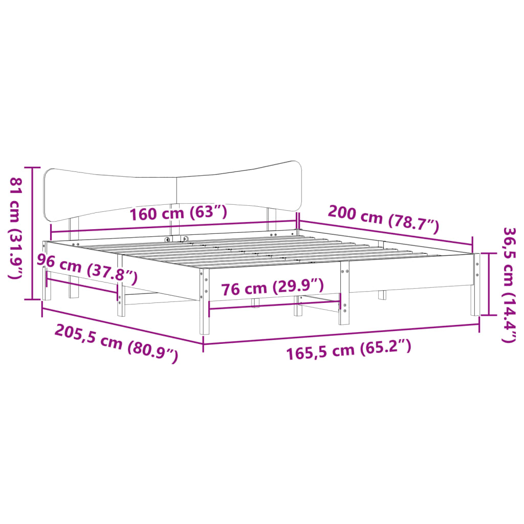 Bedframe zonder matras massief grenenhout wit 160x200 cm is nu te koop bij PeponiXL, paradijselijk wonen!