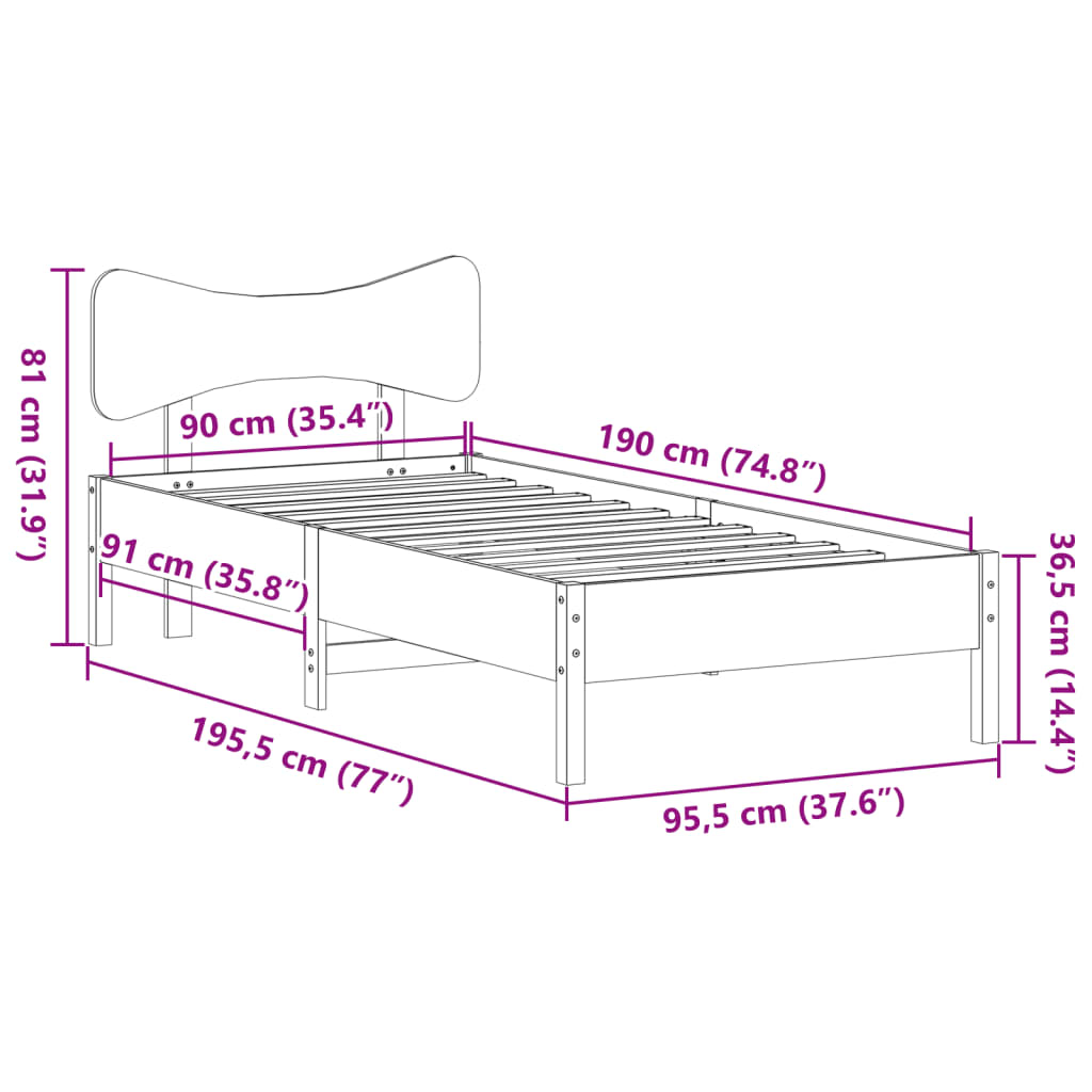 Bedframe zonder matras massief grenenhout wasbruin 90x190 cm is nu te koop bij PeponiXL, paradijselijk wonen!