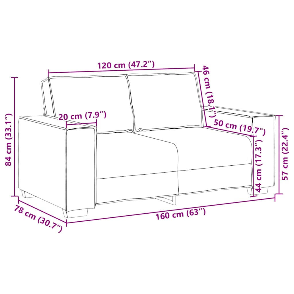 Loveseat Cappuccino 160 cm Nep Leer is nu te koop bij PeponiXL, paradijselijk wonen!