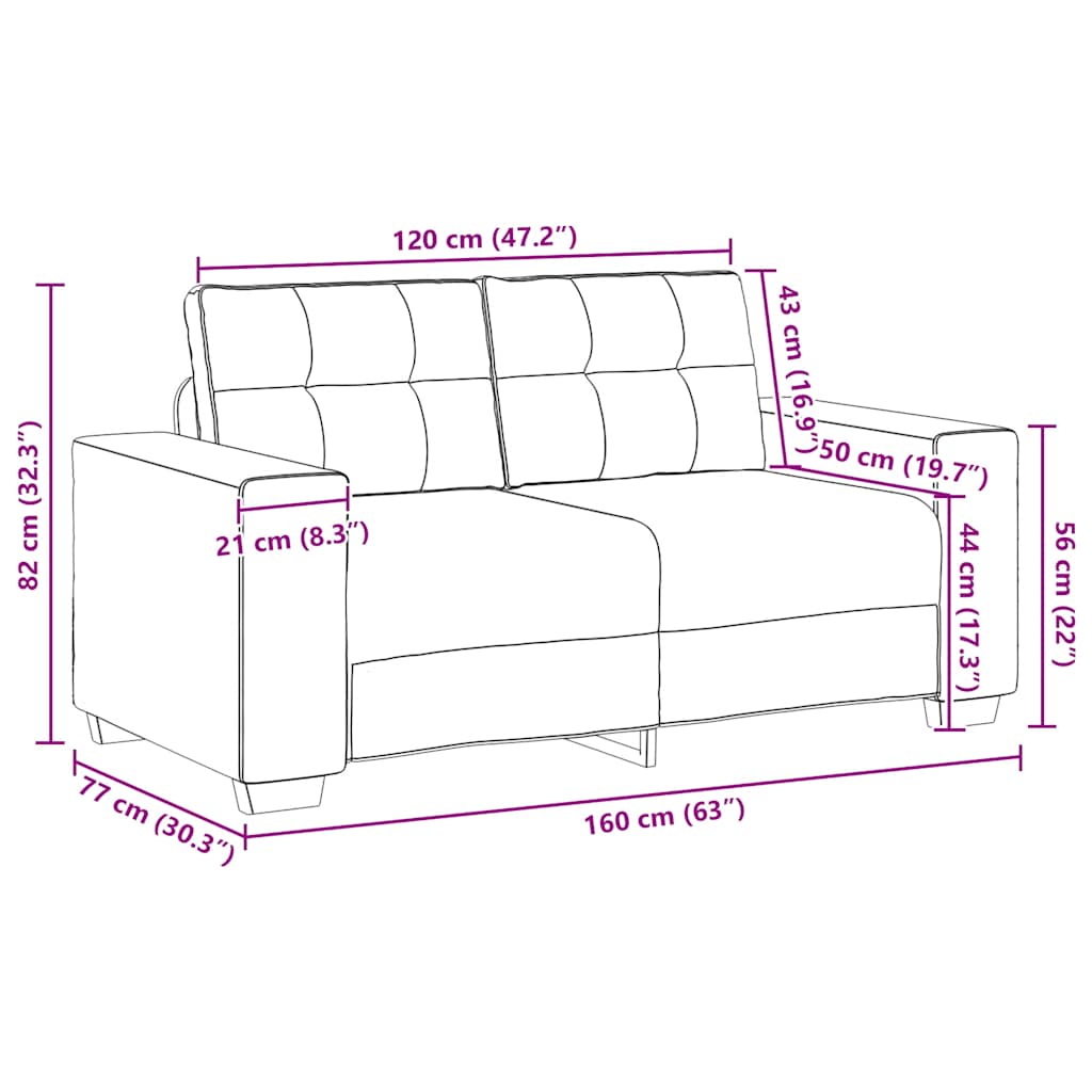 Loveseat bank 160x77x82 cm fluweel lichtgrijs is nu te koop bij PeponiXL, paradijselijk wonen!