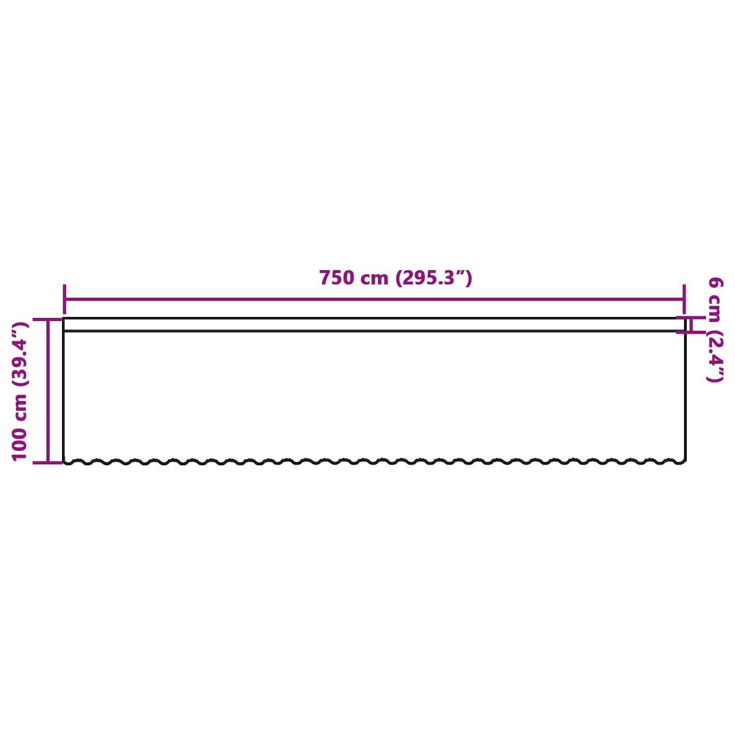Kantgordijn met gordijnen Wit 750 x 100 cm Polyester is nu te koop bij PeponiXL, paradijselijk wonen!