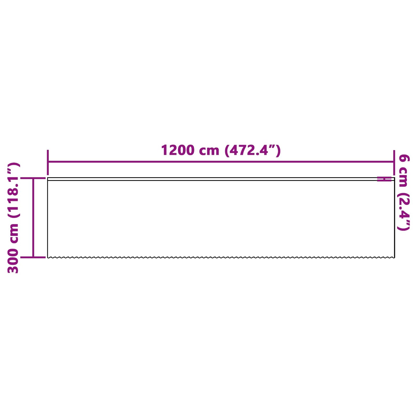 Kantgordijn met gordijnen Wit 1200 x 300 cm Polyester is nu te koop bij PeponiXL, paradijselijk wonen!