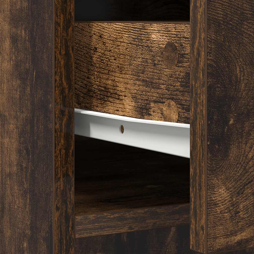 Dressoir met lades en deuren 73x31x90 cm gerookt eiken is nu te koop bij PeponiXL, paradijselijk wonen!
