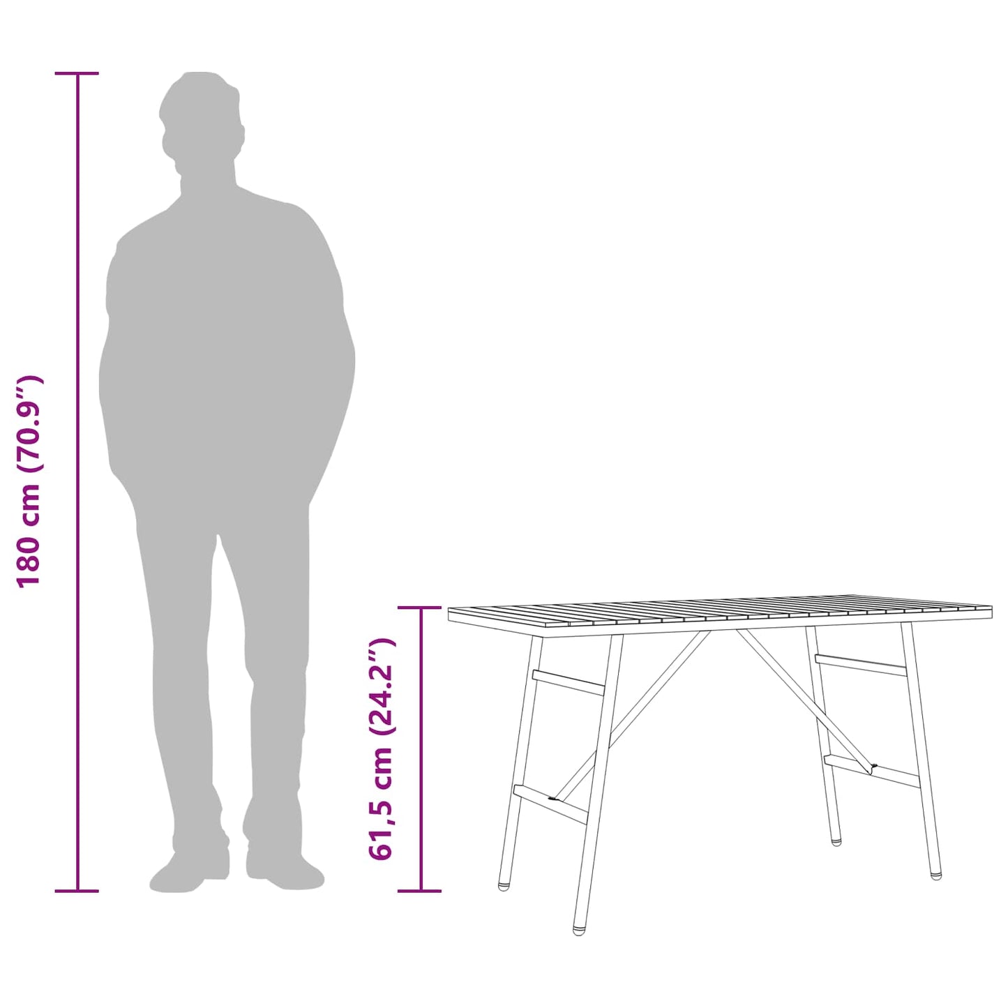 Eettafel Bruin 110 x 55 x 62 cm Massief Acaciahout