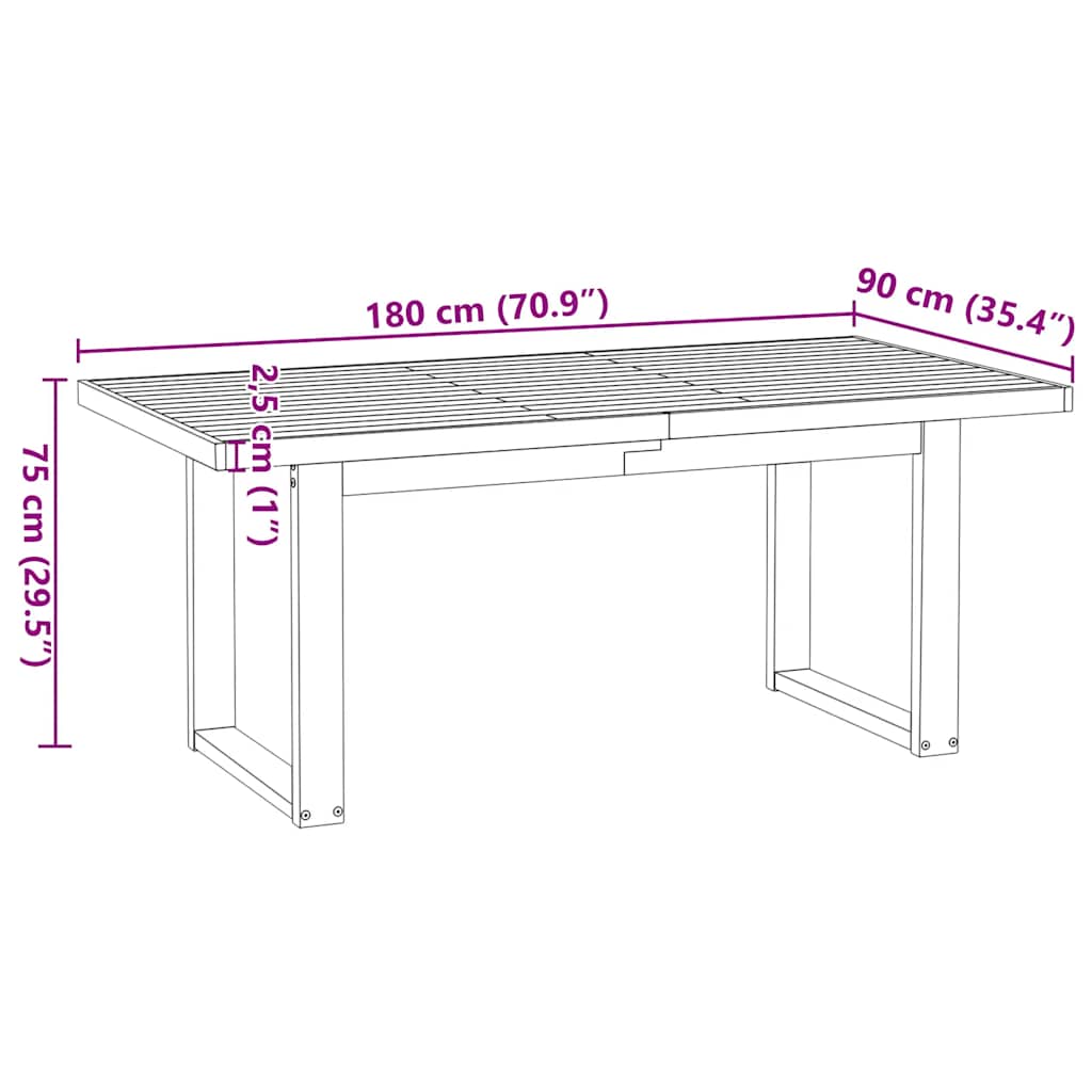 Eettafel NOAIN U-vormige poten 180x90x75 cm massief grenenhout is nu te koop bij PeponiXL, paradijselijk wonen!