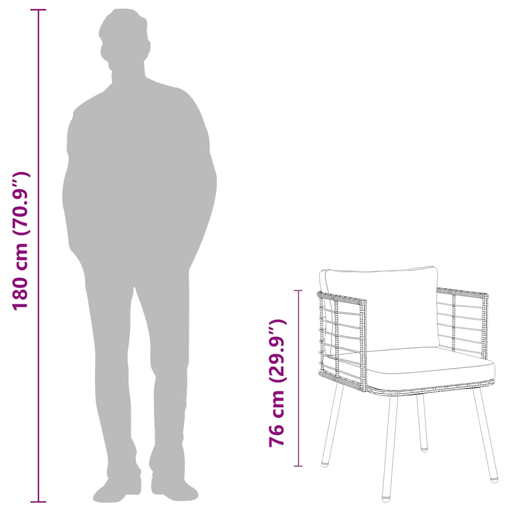 Tuinstoel met kussens poly rattan zwart is nu te koop bij PeponiXL, paradijselijk wonen!