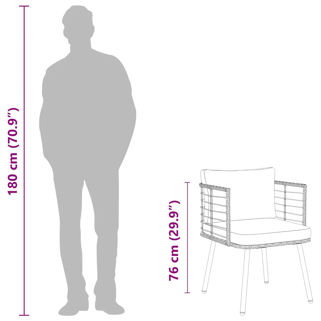Tuinstoel met kussens poly rattan naturel is nu te koop bij PeponiXL, paradijselijk wonen!