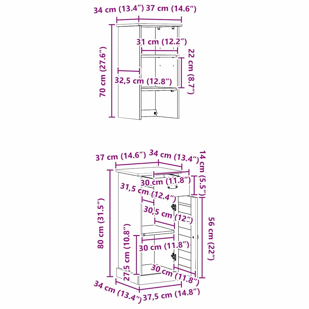 Badkamermeubelset met lade VIGO 2 pcs Bruin en Honingbruin is nu te koop bij PeponiXL, paradijselijk wonen!