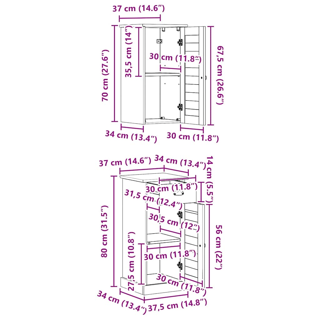 Badkamermeubelset met lade VIGO 2 pcs Bruin en Honingbruin is nu te koop bij PeponiXL, paradijselijk wonen!