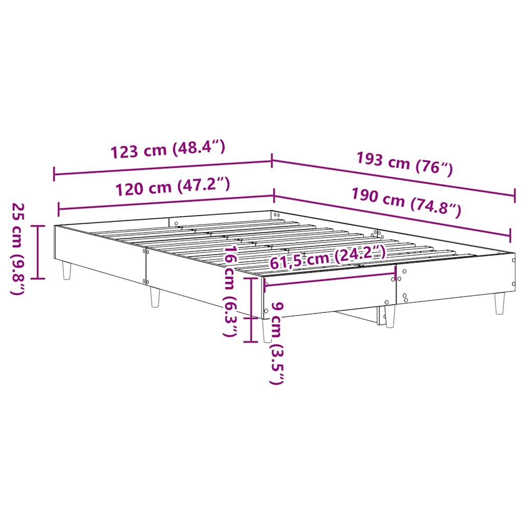 Bedframe zonder matras 120x190 cm spaanplaat zwart is nu te koop bij PeponiXL, paradijselijk wonen!