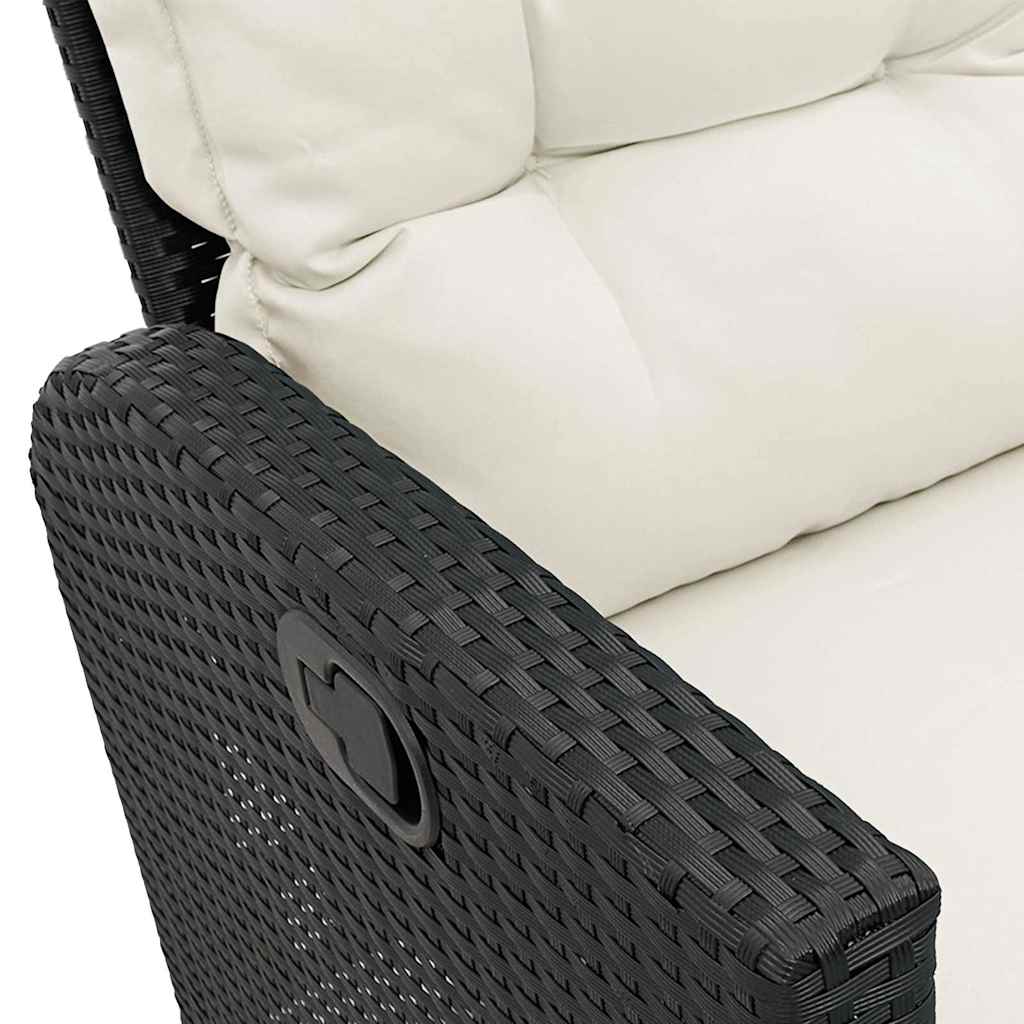 3-delige Tuinbankstel met kussens L-vormig poly rattan zwart is nu te koop bij PeponiXL, paradijselijk wonen!