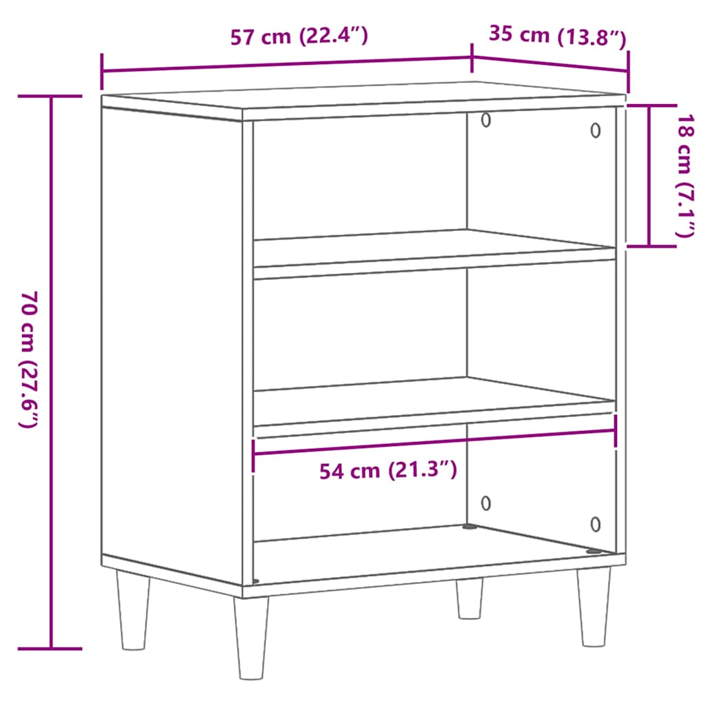 Dressoir Zwart Eiken 57 x 35 x 70 cm Bewerkt hout is nu te koop bij PeponiXL, paradijselijk wonen!