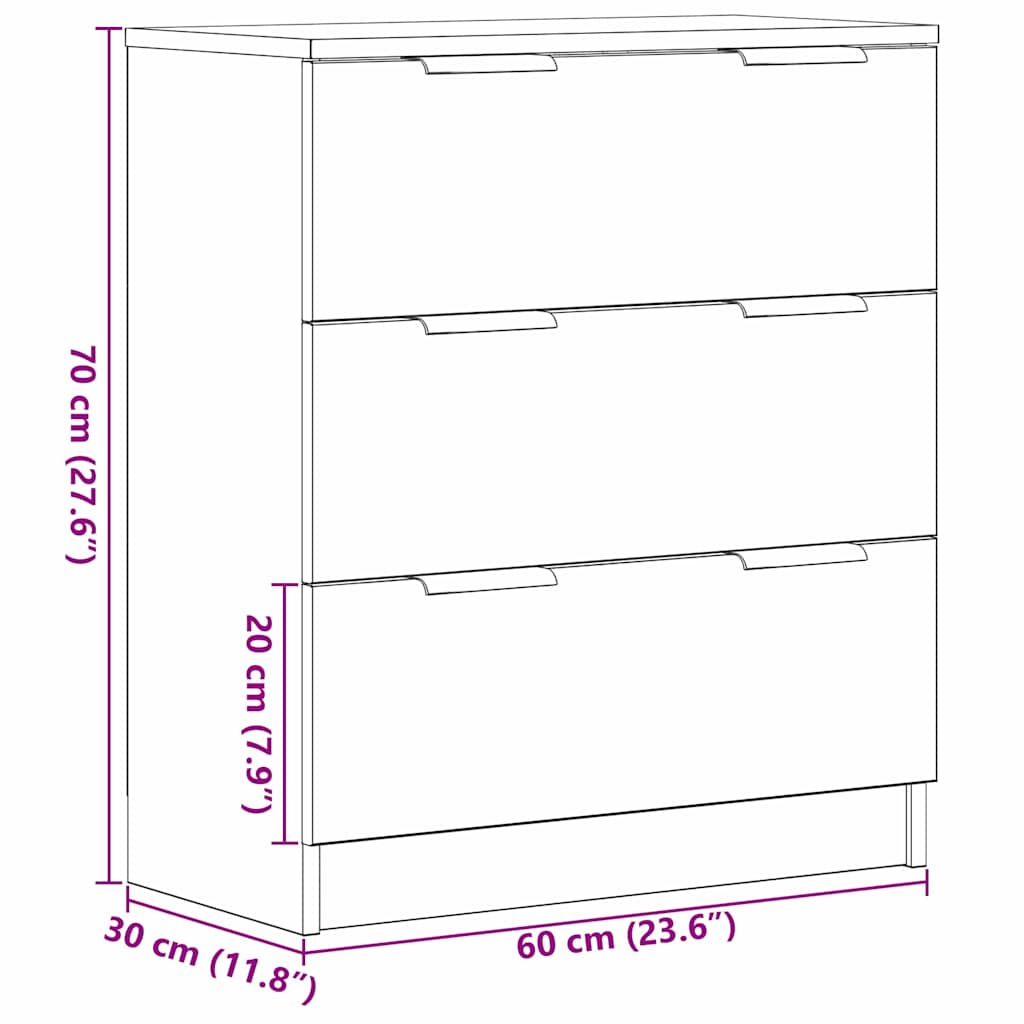 Dressoir met lade Zwart Eiken 60 x 30 x 70 cm Bewerkt hout is nu te koop bij PeponiXL, paradijselijk wonen!