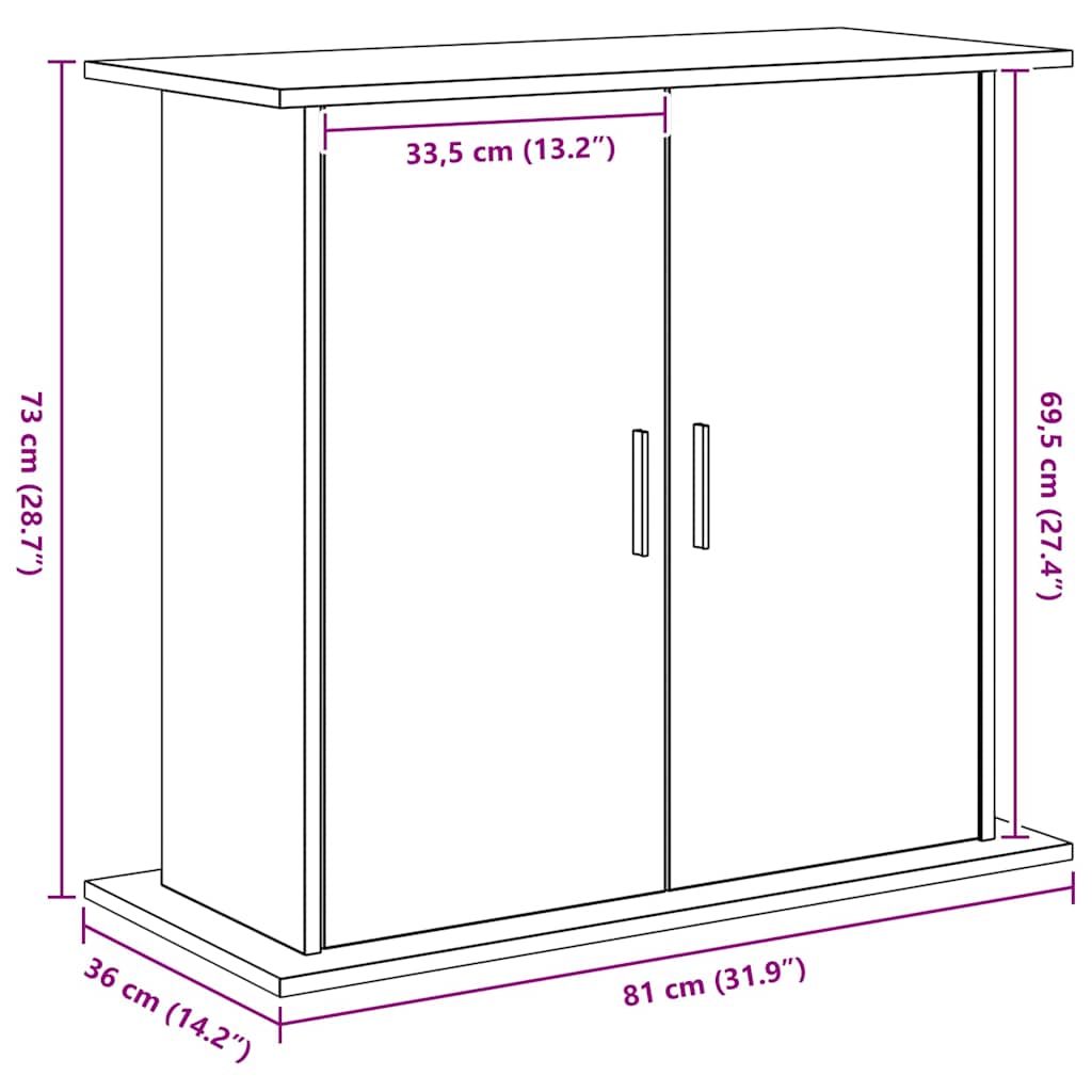 Aquariumstandaard Zwart Eiken 81x36x73 cm Bewerkt Hout is nu te koop bij PeponiXL, paradijselijk wonen!