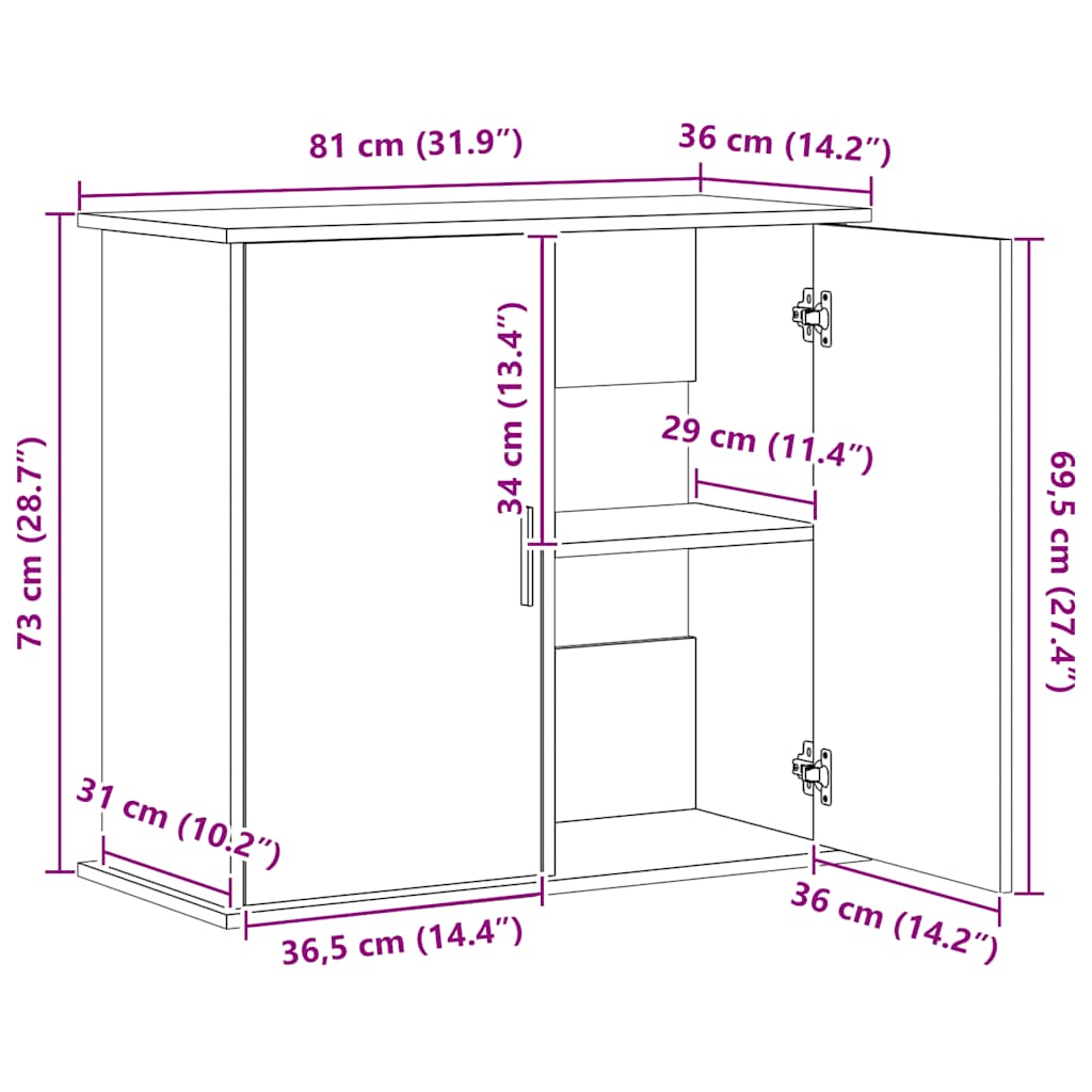 Aquariumstandaard Zwart Eiken 81x36x73 cm Bewerkt Hout is nu te koop bij PeponiXL, paradijselijk wonen!