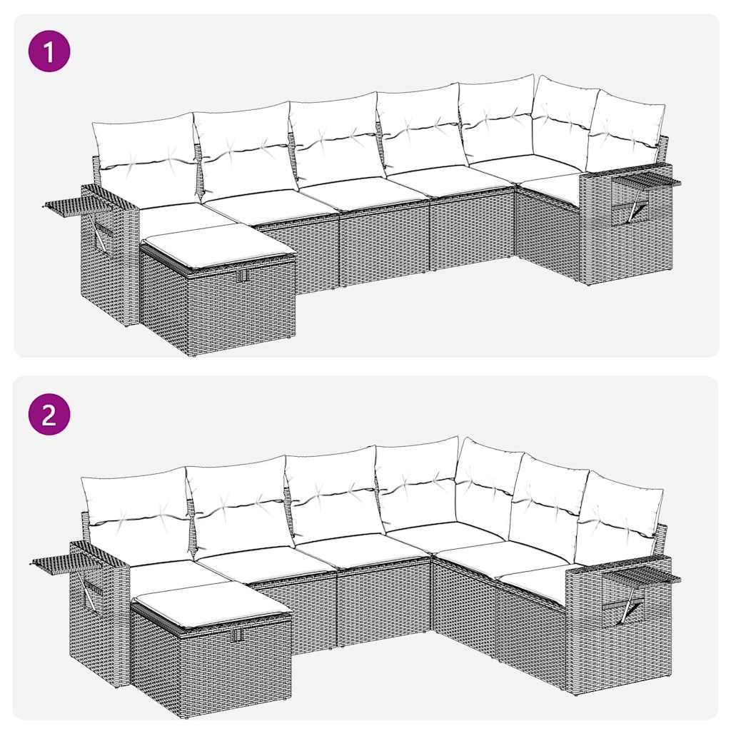 7-delige Loungeset met kussens poly rattan beige is nu te koop bij PeponiXL, paradijselijk wonen!